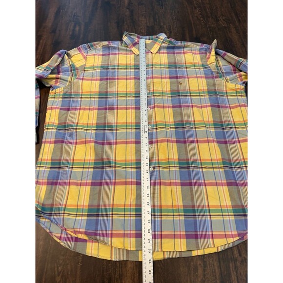 Polo Ralph Lauren 3XLT Plaid Cotton Short Sleeve Button Down Shirt Flesh Pony - Picture 7 of 10